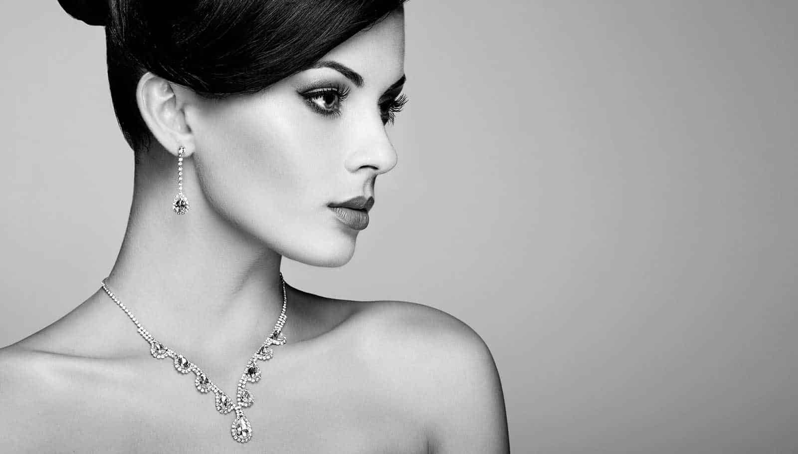 Woman wearing diamond jewelry